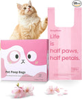 125 Count Cat Poop Bags Cherry Blossom Scented with Handles, Disposable Litter Bags for Pet Poop, Dog Kitty Waste Bags Extra-Thick Easy Tie Leak-Proof Strengthen, Pink