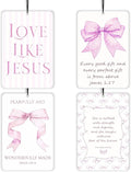 Coquette Pink Bow Christian Lavender Car Air Freshener 4 Pcs, Preppy Girly Bible Verse Air Freshener Hanging Decor for Cars Closet Drawer Books, Christian Accessories Gifts for Women Girls