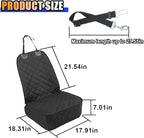 Dog Car Front Seat Cover with Side Flaps, Waterproof & Scratch Proof Car Seat Protector for Dog, Nonslip Pet Car Seat Pad with Safety Belt, Fit for Most Cars SUVs Trucks Jeeps (Black)