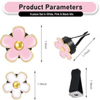 6PCS Car Air Vent Clips, Colorful Daisy Flower Air Conditioning Outlet Clip, Cute Car Clip Interior Air Vent Decoration, Universal Girly Cars Interior Accessory for Women (White Pink Black)