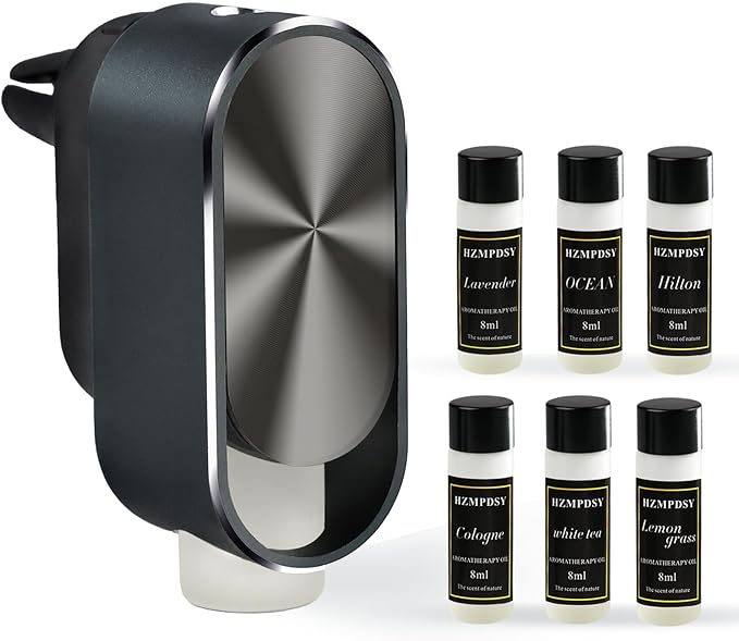 Smart Car Air Freshener Diffuser - Automatic Car Diffuser with Three Adjustable Modes, Includes 6PCS Essential Oil Refill, Car Diffusers for Essential Oils
