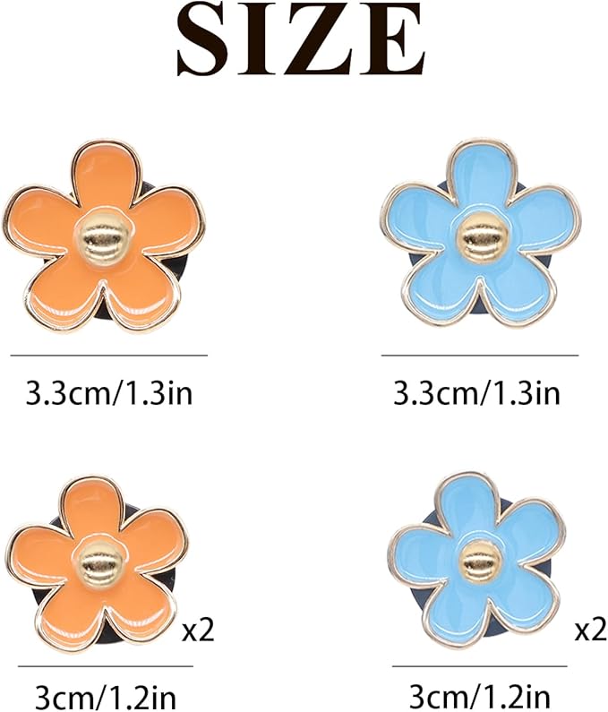 Flower Car Accessories,6pcs Daisy Car Air Freshener Vent Clips,3.3cm/3cm Blue Orange Flowers Decor,Refillable Diffusers for Women