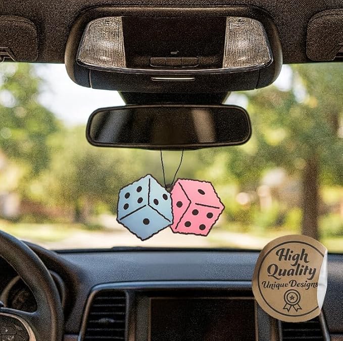 Fresh Fresheners Cute Funny Car Air Fresheners 4 Pack Scented With Premium Oil (Fuzzy Dice)