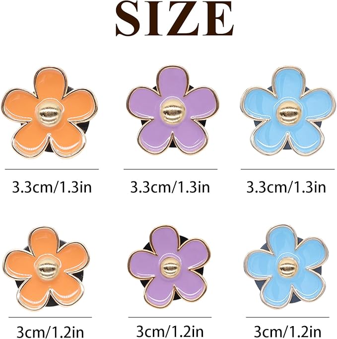 6pcs Flower Car Air Freshener Vent Clips,Purple Orange Blue Daisy Flowers Air Vent Clip Car Accessories for Women 3.3cm/3cm Flower Girly Vehicle Decor,Refillable Diffuser