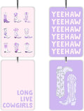 Preppy Purple Western Cowgirl Lavender Car Air Freshener 4 Pcs, Girly Floral Cowgirl Boots Air Freshener Hanging Decor for Cars Closet Drawer Books, Cute Areadeodorizer Gifts for Women Girls