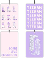 Preppy Purple Western Cowgirl Lavender Car Air Freshener 4 Pcs, Girly Floral Cowgirl Boots Air Freshener Hanging Decor for Cars Closet Drawer Books, Cute Areadeodorizer Gifts for Women Girls