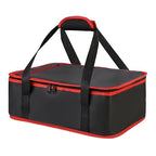 Bodaon Insulated Casserole Carrier for Hot or Cold Food, Fits 9"x13" and 11"x15" Baking Dish with Lid, Insulated Carriers for Transport, Travel Food Warmer Container Bags (Single Decker, Black-Red)