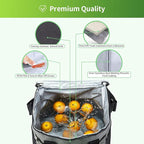iknoe Large Cooler Bag Collapsible 24 Can Insulated Bags Leakproof Lunch Cooler Tote with Multi-Pockets for Adult Insulated Thermal Bag for Beach, Picnic, Office Work, Grey