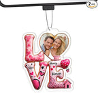 Personalized Valentine's Day Car Air Freshener with Pictures, I Love You, Drive Safe, Fun Couple Gift, Hanging 2Pack