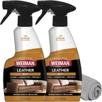 Weiman Leather Cleaner and Conditioner for Furniture - 12 Ounce - 2 Pack - Ultra Violet Protection Help Prevent Cracking or Fading of Leather Couches, Car Seats, Shoes, Purses
