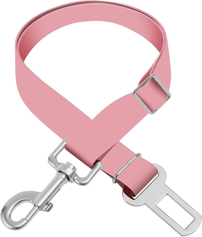 Adjustable pet cat and Dog car seat Belts. The Safety Belt fits Any car, Truck, and SUV, and The Lanyard is Flexible and Adjustable from 20 to 33 inches (Pink)