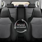 AOMSAZTO Custom Fit for Toyota Corolla Cross Hybrid 2023 2024 2025 Faux Leather Car Seat Covers Full Set Compatible Airbag Corolla Cross Hybrid S,SE,XSE Seat Protector Sedan Black+Grey