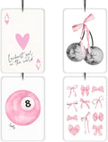 Coquette Pink Bow Lavender Car Air Freshener 4 Pcs,Preppy Poker Disco Ball Lucky 8 Ball Air Freshener Hanging Decor for Cars Closet Drawer Books,Car Decor for Women