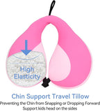 MOOB Kids Travel Pillow for Car Seat Kids Travel Neck Pillow U-Shape Car Seat Head Support Children Stroller Pillow Toddler Neck Pillow for Carseat Pink 3-12 Y/O