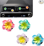 4PCS Flower Car Air Freshener Vent Clips, Cute Air Conditioning Outlet Clips, Colorful Pentapetal Flower Cars Vent Clip, Auto Air Vent Decoration Accessories (Purple+Green+Rose Red+Blue)