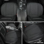 GIANT PANDA 2pcs Front Car Seat Covers Bottom Seat Covers, PU Leather Driver Car Seat Protectors Fits 95% of Vehicles, Wrapping Around The Bottom (Black)