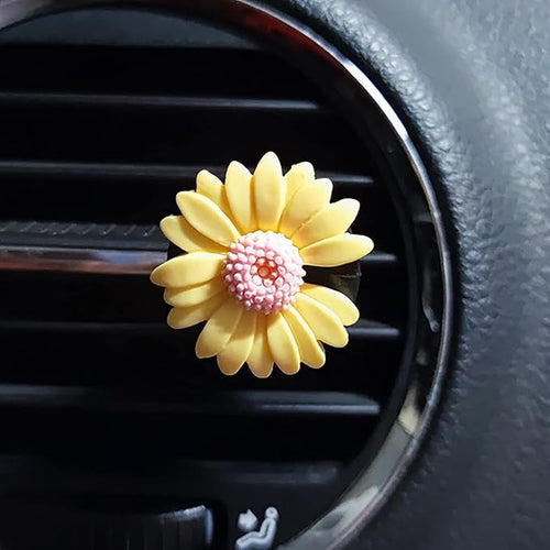 2 Pieces Daisy Flower Air Vent Clip Cute Car Air Freshener Clip Boho Car Air Outlet Decorations Charm Car Inter Decor Accessories for Girls Women