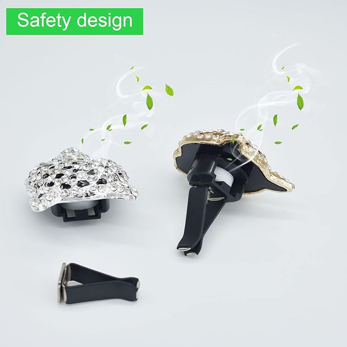 Bling Leopard Air Vent Clips, Crystal Leopard Car Air Fresheners Vent Clips Car Diffuser Vent Clip Rhinestone Decoration Interior Decor Bling Accessories for Women (Silver)