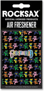 Rocksax Hanging Air Freshener – Long-Lasting Vanilla Car Air Freshener for Home & Office – Double-Sided Print Rock Band Memorabilia Car Fresheners - Grateful Dead Bears