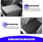 Car Center Console Cover, Scratch-Resistant Leather Vehicle Armrest Seat Storage Box Protector Cushion, Comfortable Automotive Interior Armrest Pad Mat, Universal Fit (Black/Grey)