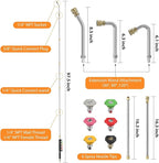 Sealegend 8FT Pressure Washer Extension Wand for Gutter Cleaning, Upgrade Power Washer Accessories with 6 Spray Nozzle Tips, 3 Gutter Cleaner Attachments Curved Rod, 1/4" Quick Connect, 4000 PSI