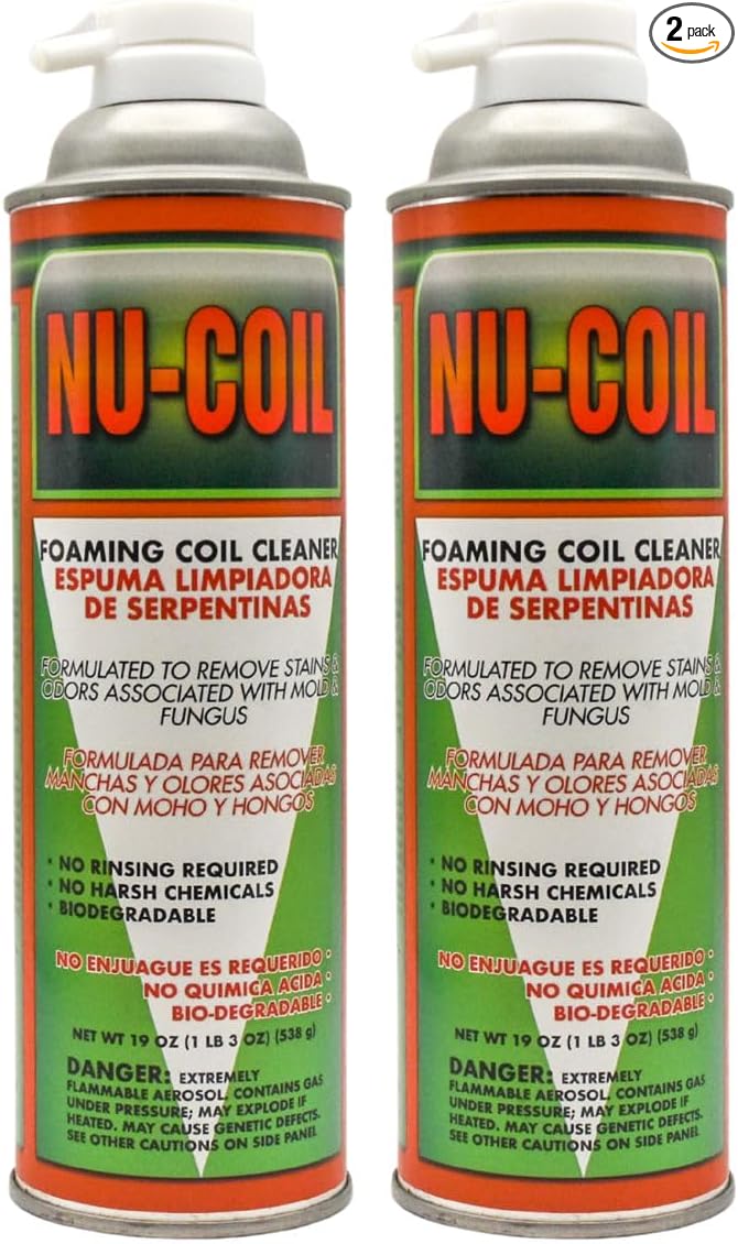 Nu-Coil Foaming Coil Cleaner - Coil Cleaner for Air Conditioning Unit Maintenance and Cleaning - White, Bio-Enzymatic, Non-Flammable, Acid Free (2)