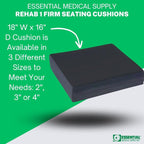 Essential Medical Supply Rehab 1 Foam Seat Cushion - Denser Cushion for Office Chairs, Wheelchairs, and More - Chair Seat Pad Provides Additional Support and Pain Relief for Seniors - 18" x 16" x 3"
