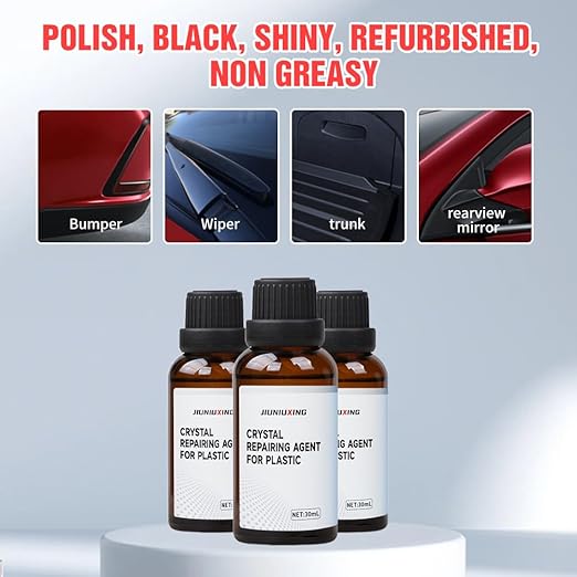 Plastics Parts Crystal Coating, 2025 Upgraded Leather Plastic Polishing Renovation Coating Agent, Car Trim Restorer with Sponge, Crystal Coating for Cars Interior or Exterior (5)