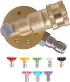Meteor Blast Pivoting Coupler with 8 pressure washer nozzle tips 2.5gpm, 270 Degree with 7 Angles, heavy duty design and Stainless Steel Lock, Clean Hard to Reach Area, 5000PSI