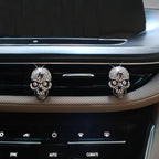 Skull Car Decor 2pcs Bling Skull Car Air Fresheners Vent Clips Black Silver Lightning Skeleton Goth Accessories for Teens Horror Refillable Essential Oil Diffusers