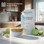 Azuna Air Freshener & Odor Eliminator for Strong Odor | 2 Room Kit Includes (2) 8 oz. Empty Luxe Glass Jars & 12 oz | Refill with Tea Tree Essential Oil Gel | Amalfi Breeze | Last 60-90 Days