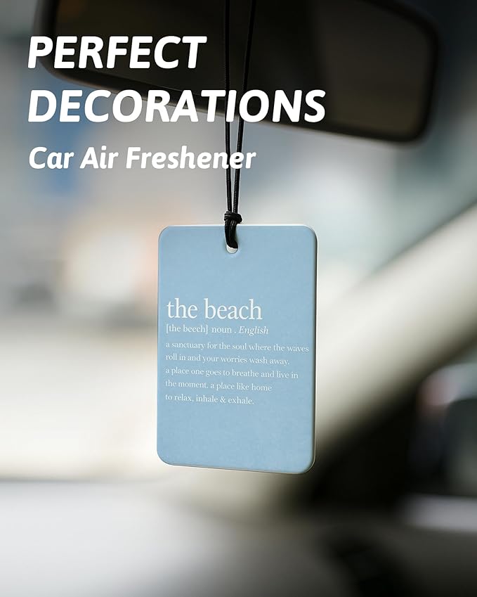 Blue Summer Beach Air Freshener 4 Pcs, Trendy Preppy Bikini Starfish Coconut Tree Ocean Hanging Air Freshener for Cars Closet Drawer Books, Girly Beachy Car Accessories Mirror Decor for Women