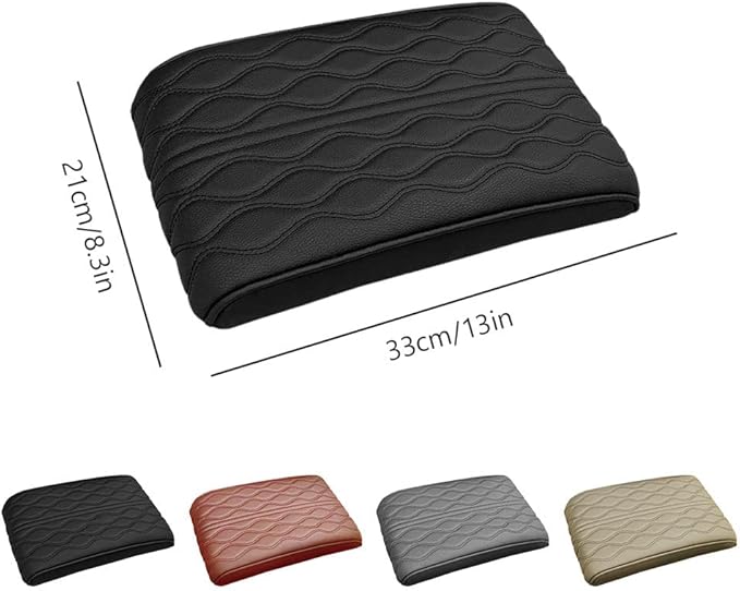 2025 Upgrade Universal Style Memory Cotton Car Armrest Box Pad,New Leather Car Armrest Box Pad Car Center Console Cover Pad,Vehicle Seat Box Cushion Protector for SUV Truck (Black, Angle Pattern)