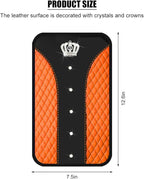 Bling Car Center Console Cover, Crown Crystal Rhinestones Vehicle Armrest Mat Protector, Anti Slip Sparkling Automotive Arm Rest Seat Box Cushion Pad Decor Accessories, Universal Fit (Orange)
