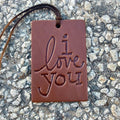 Air Flair | Leather Car Air Freshener | Rectangle I Love You (Brown, Cowboy Cologne)