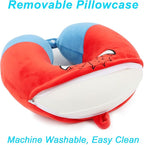 Superhero Travel Pillow for Kids & Adults with Sleep Eye Mask, Memory Foam U-Shaped Neck Pillow with Washable Cover, Soft Head Support Travel Accessories for Airplane Car Train Bus Recline, Red