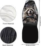 Funny Front Seat Covers for Cars Happy Raccoon Soft Bucket Seat Covers Scratchproof Premium Polyester Seat Covers for SUV Vans Sedans Trucks