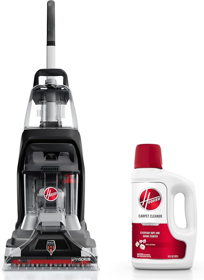 Hoover PowerScrub XL Pet Carpet Cleaner Machine, Deep Cleaning Carpet Shampooer, FH68050 + 64 oz Everyday Cleaner Solution, AH31924