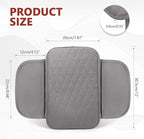 Car Center Console Cover, 12"×7.87" Waterproof Leather Auto Armrest Cover Protector with 2 Pocket, Comfortable Arm Rest Box Cushion Pad, Universal Interior Car Accessories (Gray)