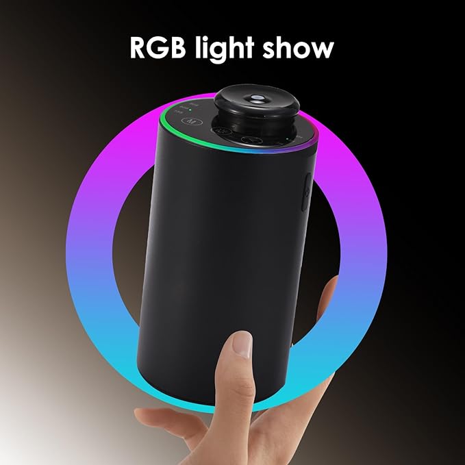 Waterless Essential Oil Diffuser with 8 Color LED Night Light, 3 Mist Levels & Timers, Portable Rechargeable Aromatherapy Diffuser for Home Car Room Studio Office, Black Metal (Black)