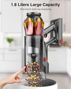 Cordless Vacuum Cleaner, 650W/55KPa 70Mins Vacuum Cleaners for Home, Self-Standing Stick Vacuum with Anti-Tangle Brush & OLED Touch Screen, Vacuum Cleaner for Hardwood Floors,Carpet,Pet Hair,Car (Red)