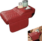 Car Center Console Booster Cover, Multifunctional Car Interior Arm Rest Box Storage Cushion with Cup Holder, Tissue Box, Side Pockets, Leather Memory Foam Armrest Pillow Protection (Red)