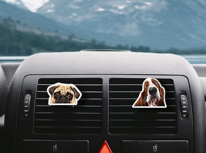 WIRESTER Set of 2 Fresh Scented Car Air Freshener Vent Clip, Decorative Accessories, Interior Decoration for Cars (Cat, Dog, Frog, Cow, Owl, Turtle, Sunflower, Baseball)