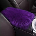 Auto Center Console Cover Pad, 11.81"x 7.87" Warm & Furry Winter Car Armrest Cover, Soft Faux Sheepskin Wool Car Armrest Seat Box Protector Cushion, Universal Interior Accessory (Violet)