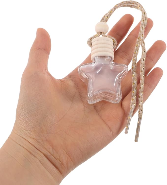 2pcs Sophisticated Star Bottle Car Hanging Perfume Refillable Empty Glass Diffuser Wedding Car Freshener Aromatherapy Glass Container
