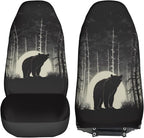 Delerain Car Seat Covers Set 2Pcs, Vintage Bear Animal Universal Front Car Seats Vehicle Enterior Protector Suitable Fits Most Car Auto SUV Sedan Truck