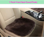 OGLAND Fluffy Genuine Australia Sheepskin Car Seat Cover for Auto Interior Accessories with Soft Fuzzy Wool Eco-Friendly Natural Fur Non-Slip (Teak, Front)