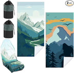 2 Pack Car Seat Towel Covers with Storage Bag 63 x 32 Inch Athletic Running Towel Seat Sweat Washable Non Slip Cover Gift for Car Outdoor Sport Activities (Yosemite,Sasquatch)
