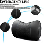 Car Leather Neck Pillows, Neck Rest Cushions,100% Memory Foam Cervical Support, Comfortable Travel car Seats and Home Office Soft Pillows, Black a Set (2 pcs)