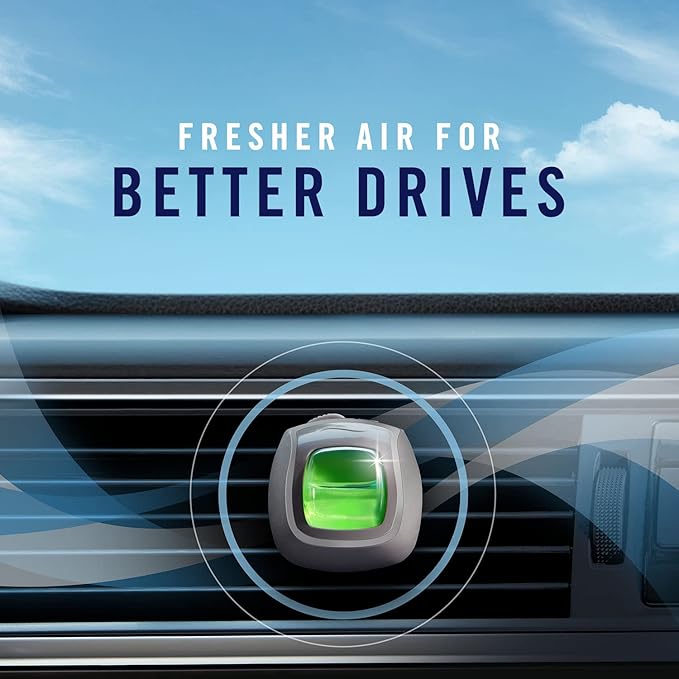 Febreze Car Air Freshener Odor-Fighting Car Vent Clip, Variety, Linen and Sky, Original, Hawaiian Aloha Scent Automatic Air Freshener, 3-Count Pack of 3